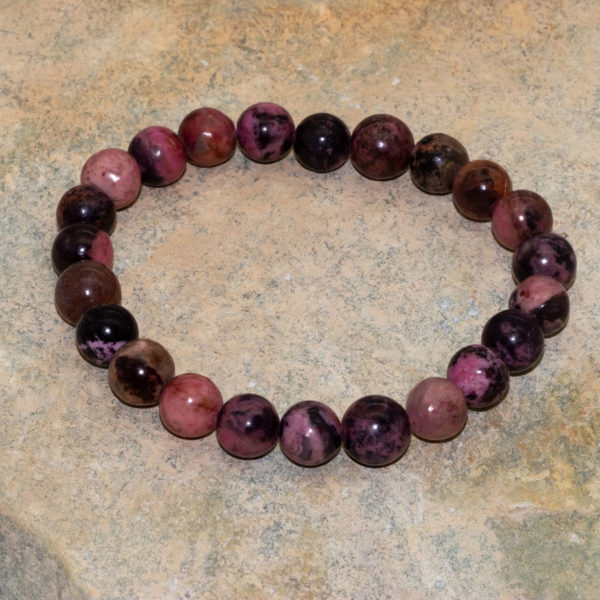 Rodonit- armband.  8 mm runda stenar